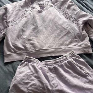 Aerie Lavender Loungewear Set cropped sweatshirt